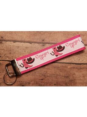 Hot Pink Cowgirl Up Wristlet Keyfob / Keychain